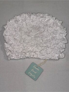 Lemon Loves Layette White Ruffle Baby Hat 12 - 18 month NWT
